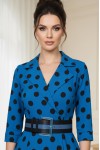 Rochie midi Petronela albastra, cu revere, buzunare si curea